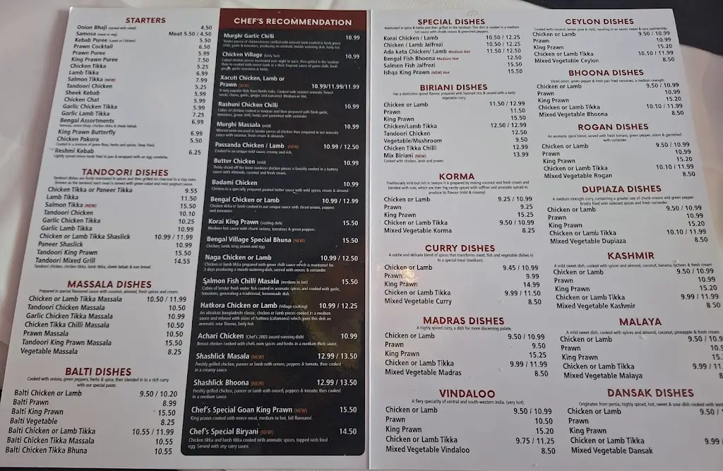 Menu_Bengal Village Lingfield_Blindley Heath_image_1