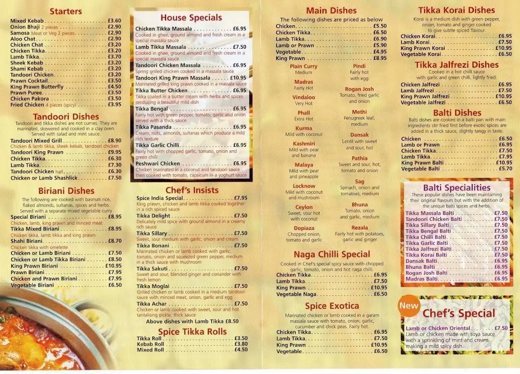 Menu_Spice India_Blandford Forum_image_2