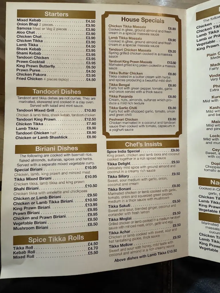 Menu_Spice India_Blandford Forum_image_3