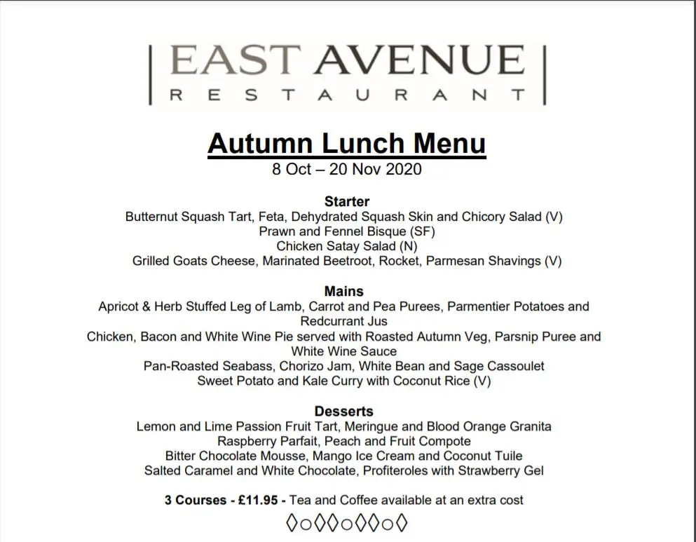 Menu_East Avenue Restaurant_Bishopstoke_imagen_1