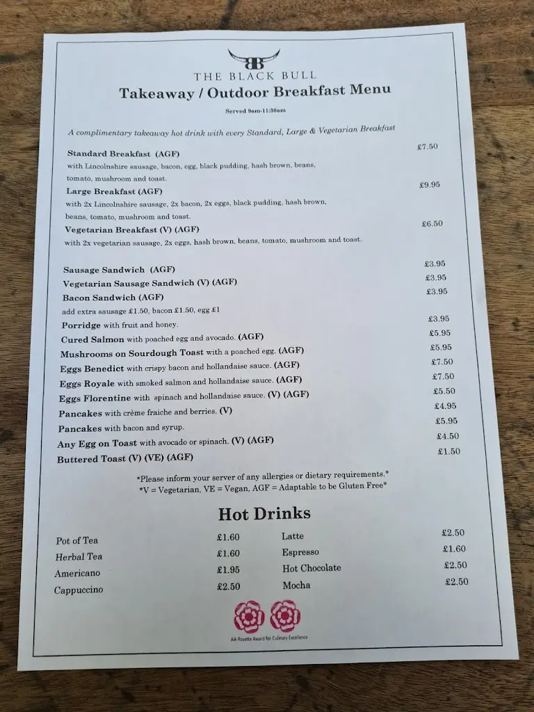 Menu_The Black Bull_Blidworth_image_1
