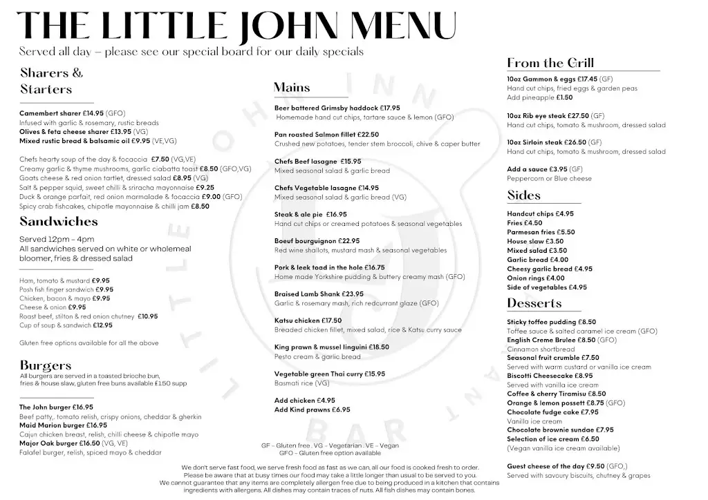 Menu_Little John Inn_Blidworth_image_1