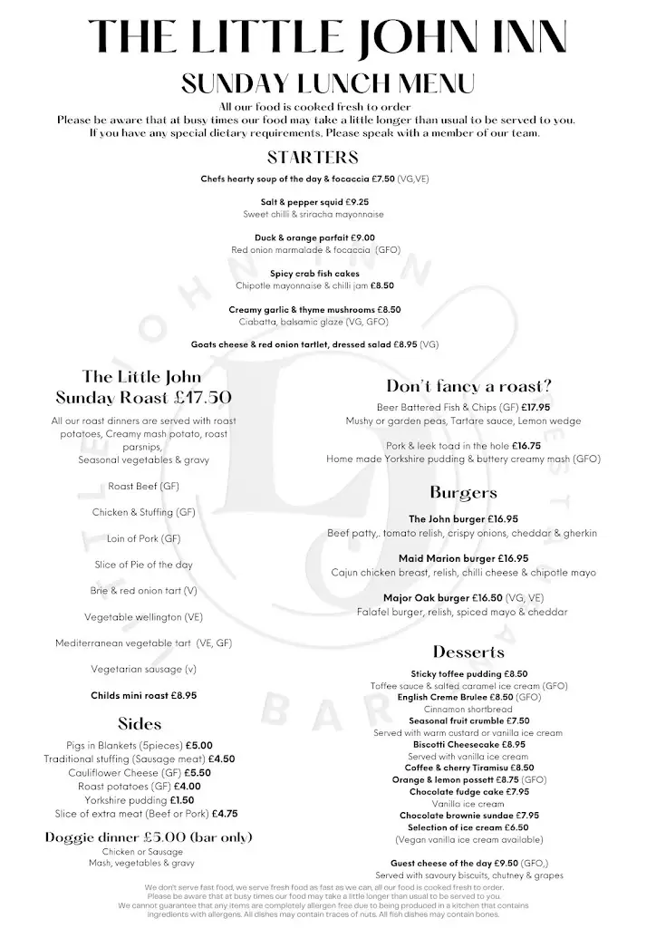 Menu_Little John Inn_Blidworth_image_3