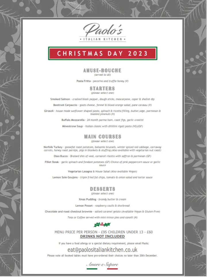 Menu_Paolo's Italian Kitchen_Borehamwood_image_1