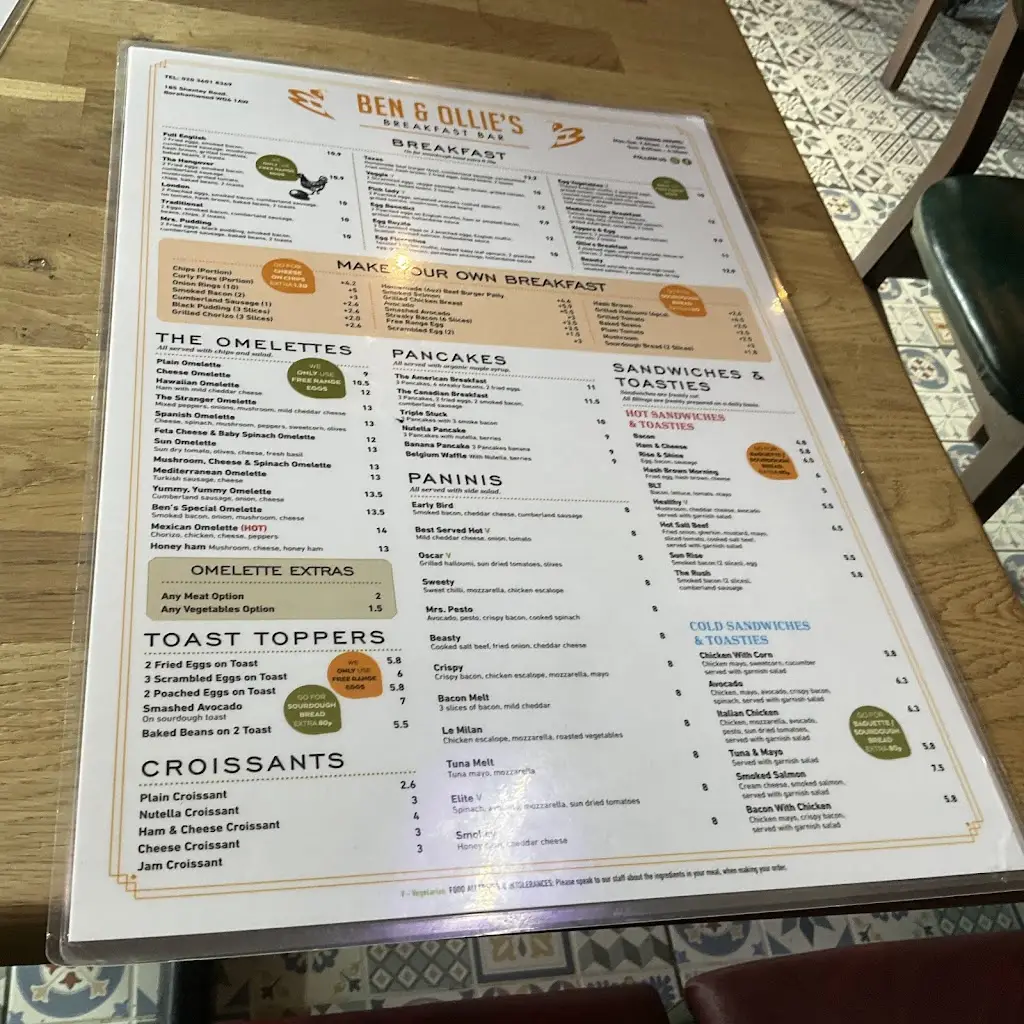 Menu_Ben & Ollie's Breakfast Bar_Borehamwood_immagine_2