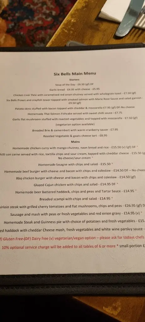 Menu_Six Bells_Boreham_immagine_2