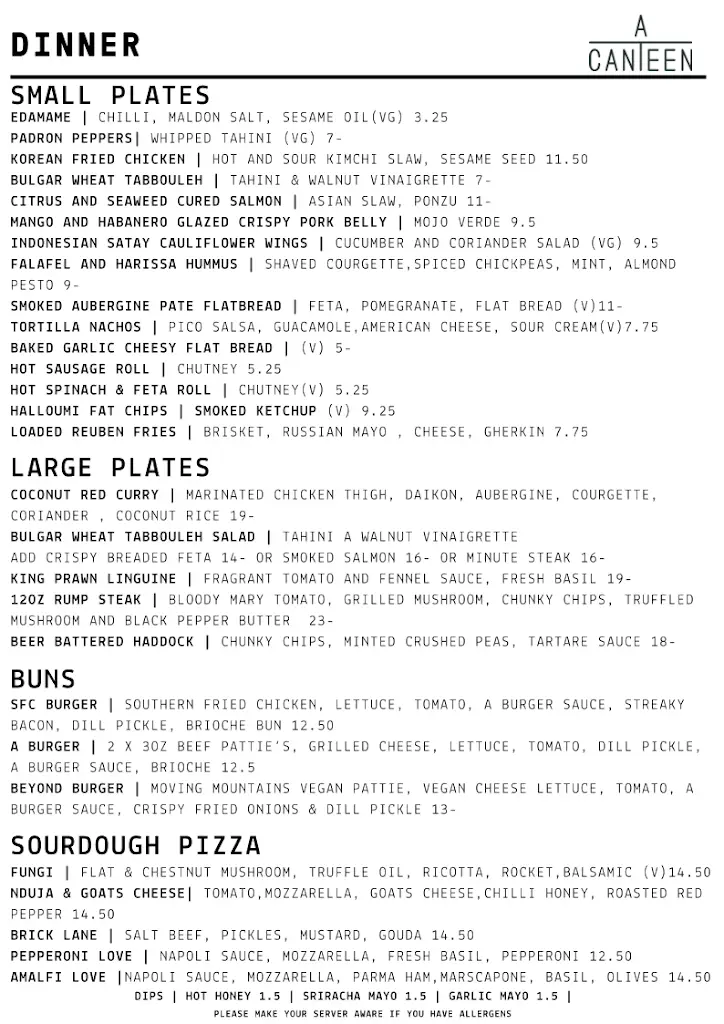 Menu_Acanteen Restaurant, Bar & Venue_Boreham_image_1