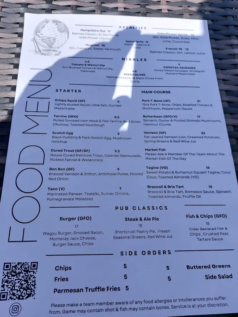 Menu_The Globe_Alresford_immagine_1