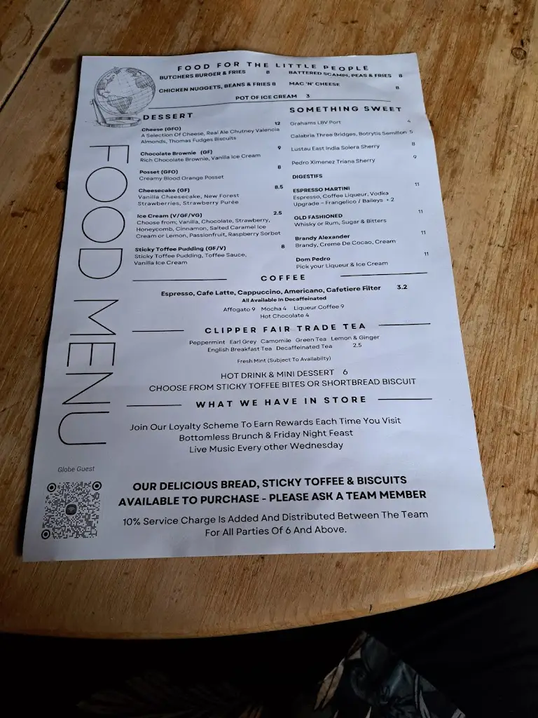 Menu_The Globe_Alresford_immagine_2