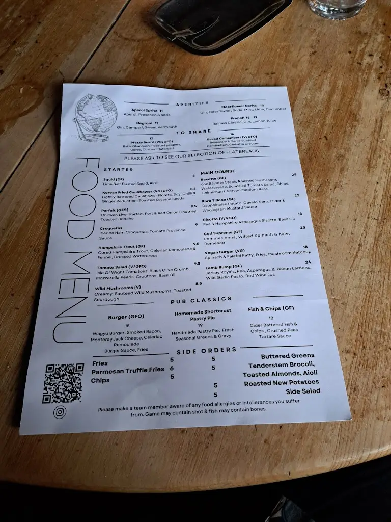 Menu_The Globe_Alresford_immagine_3