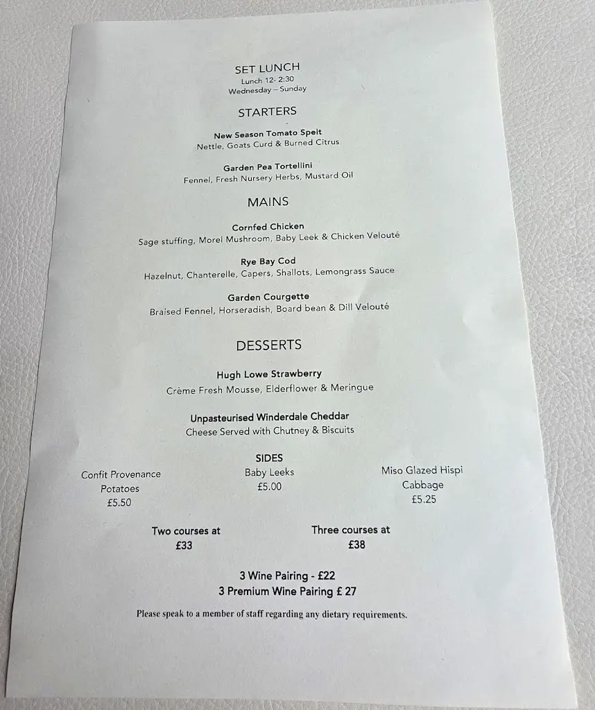 Menu_Bowleys Restaurant_Borough Green_image_1