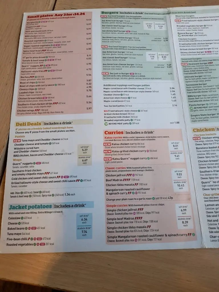 Menu_The Pillar of Rock - JD Wetherspoon_Bolsover_image_2