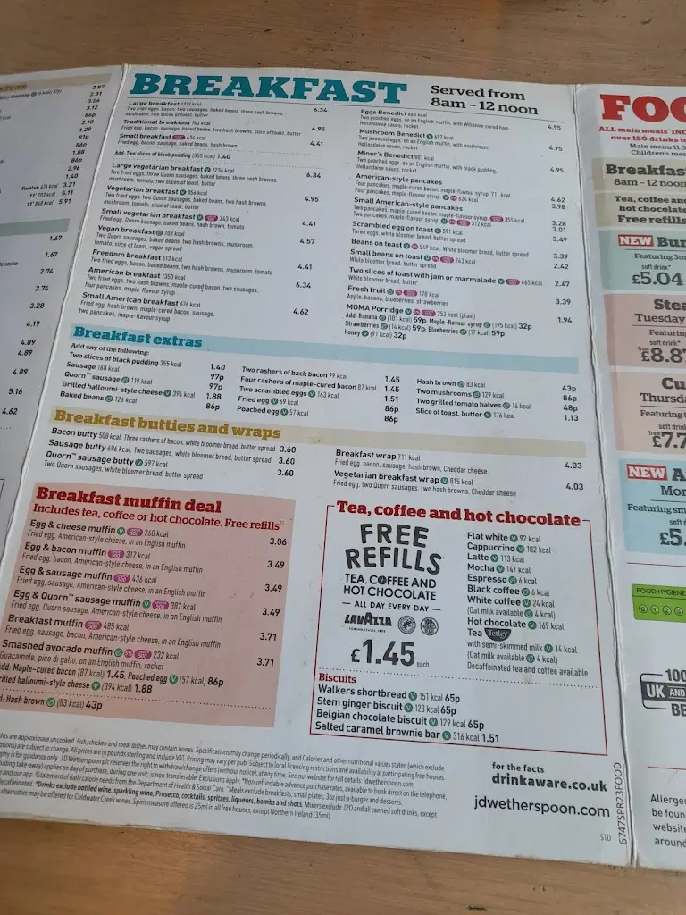 Menu_The Pillar of Rock - JD Wetherspoon_Bolsover_image_3