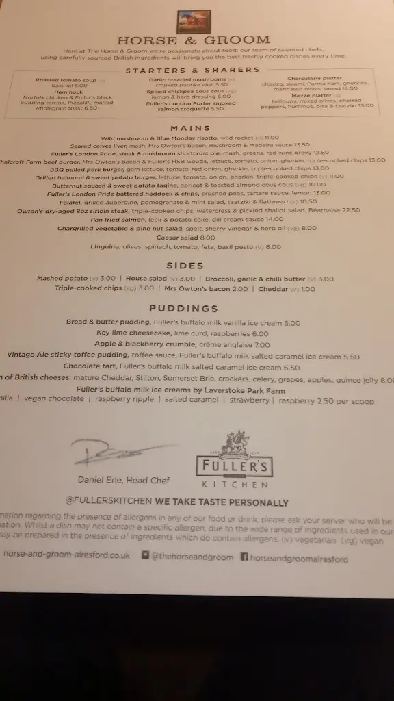 Menu_The Horse & Groom, Alresford_Alresford_image_2