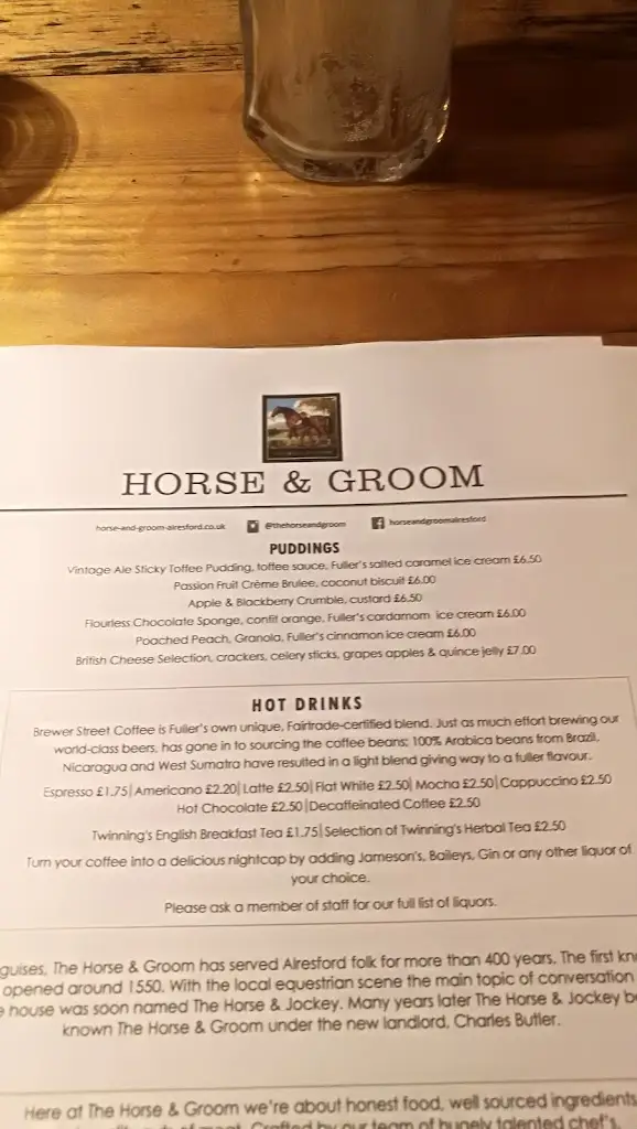 Menu_The Horse & Groom, Alresford_Alresford_image_3