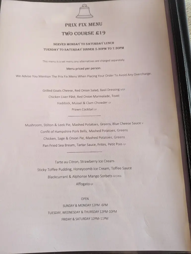 Menu_The Bell Inn_Alresford_image_1