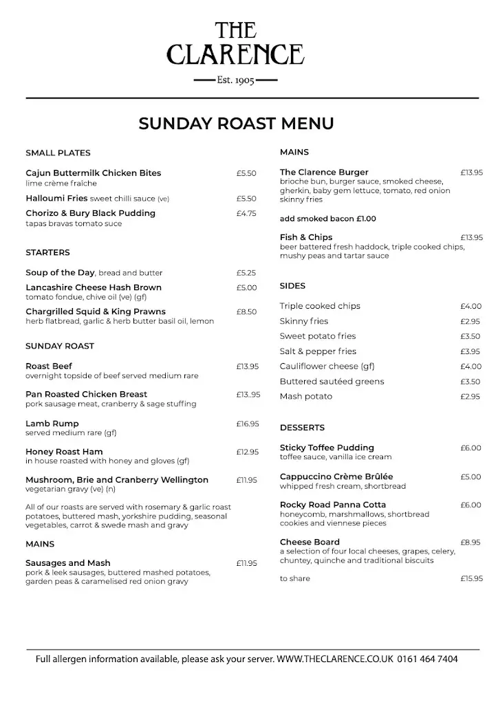 Menu_The Clarence_Borough of Bury_image_3