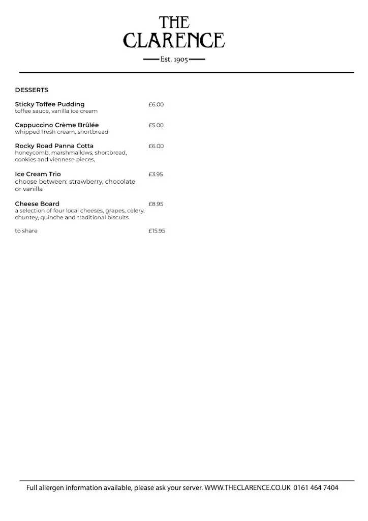 Menu_The Clarence_Borough of Bury_image_4