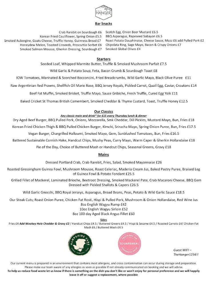 Menu_The Hanger Free House_Bordon_image_1