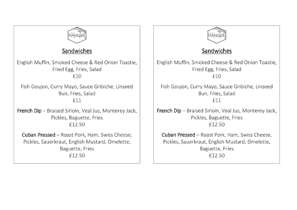 Menu_The Hanger Free House_Bordon_image_3