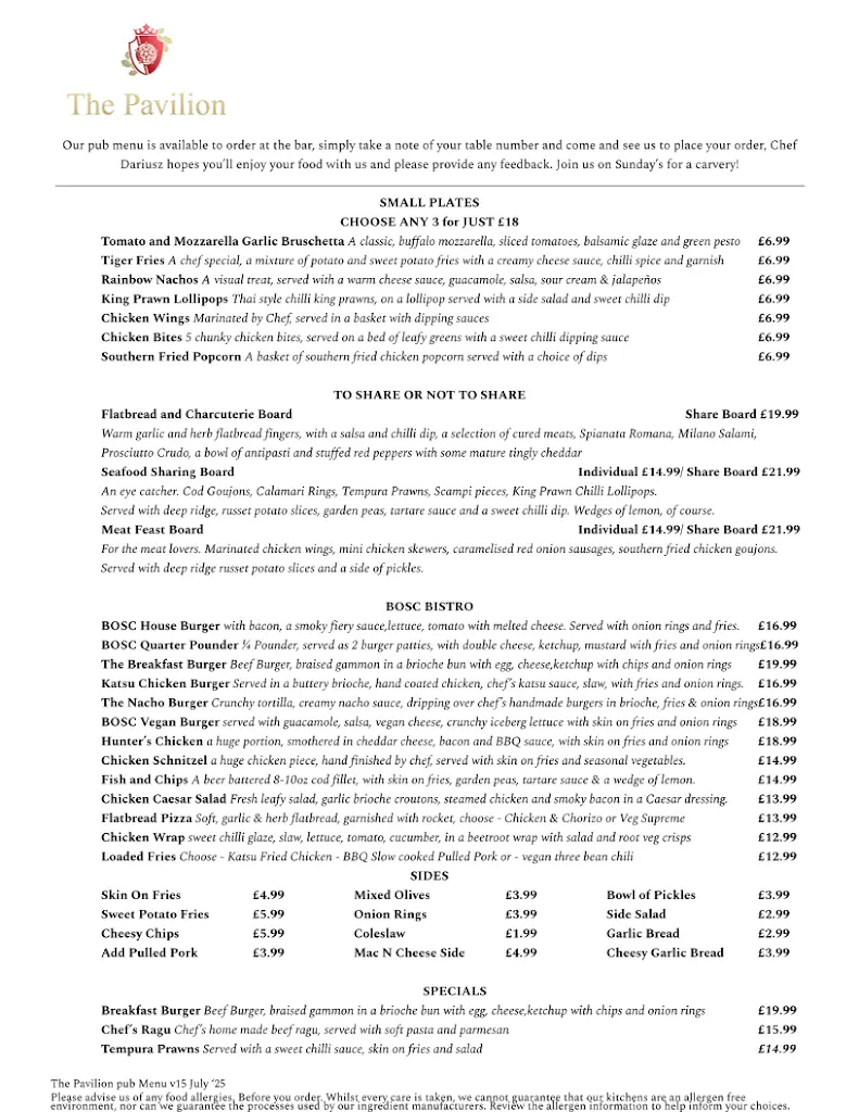 Menu_The Pavilion at BOSC_Bordon_image_1