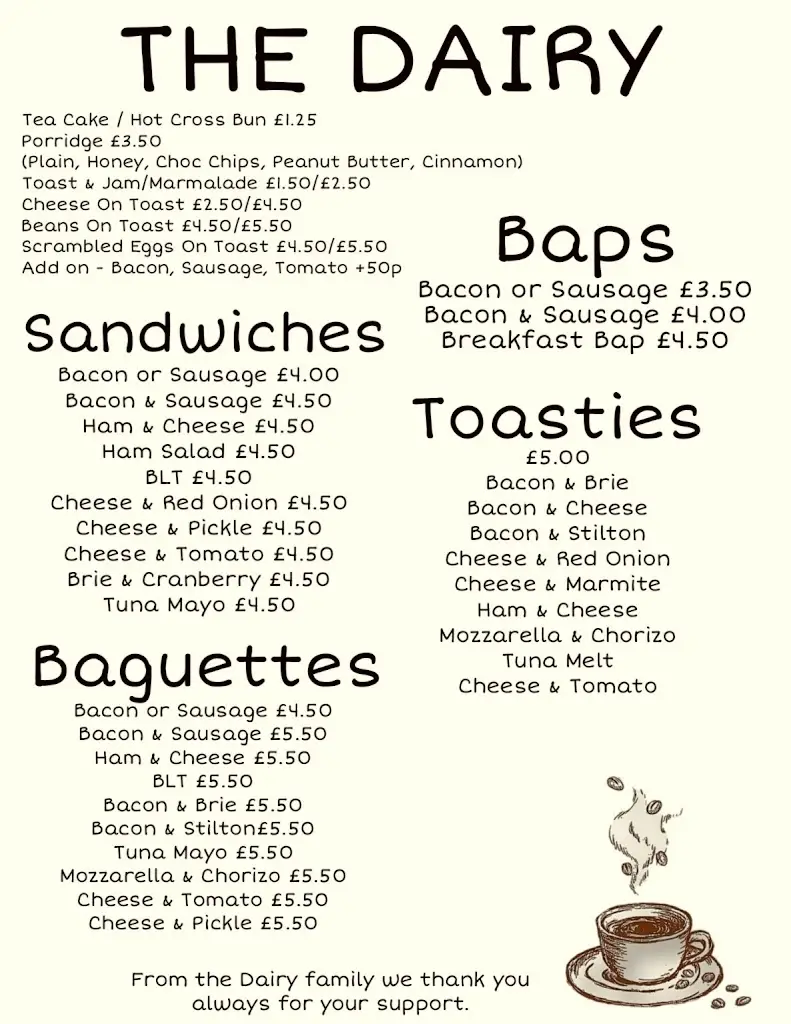 Menu_The Dairy Coffee Shop_Bordon_image_1
