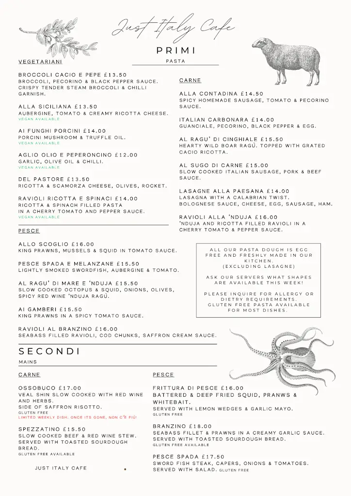 Menu_Just Italy Café_Borough of North Tyneside_image_1