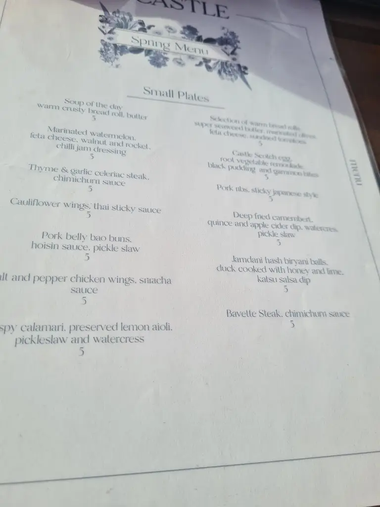 Menu_The Castle at Halton_Borough of Halton_image_2