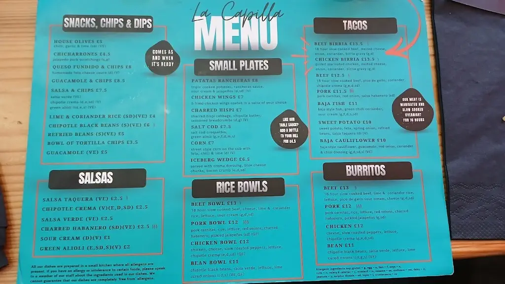 Menu_La Capilla Blackshaws Stockport_Borough of Stockport_image_2