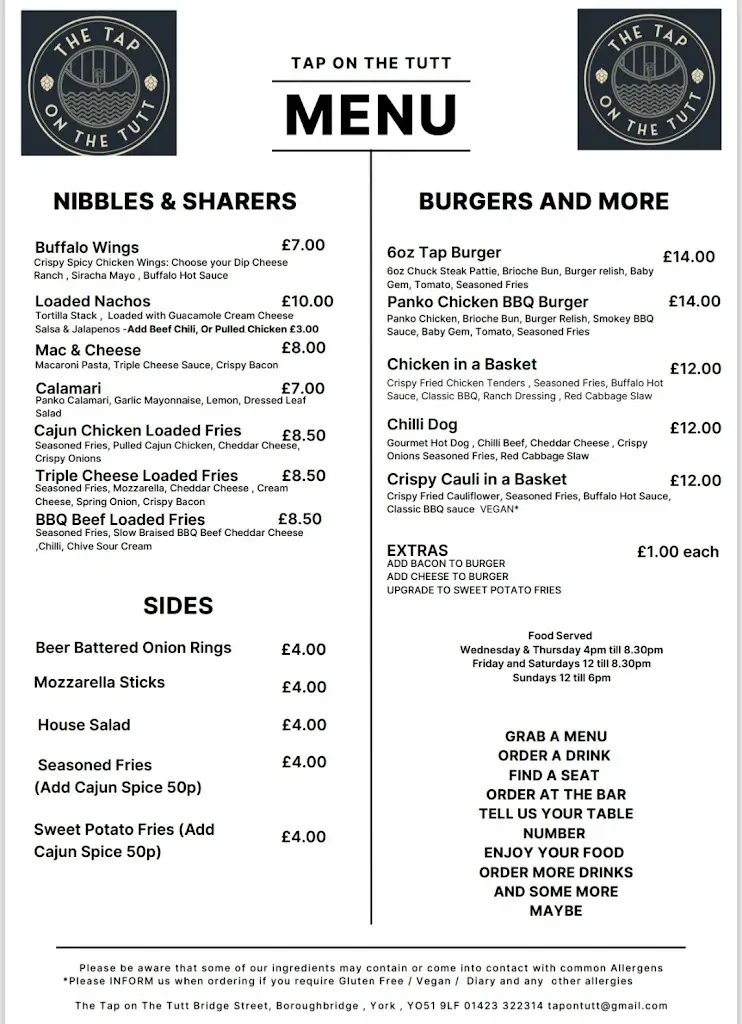 Menu_The Tap on the Tutt_Boroughbridge_image_1