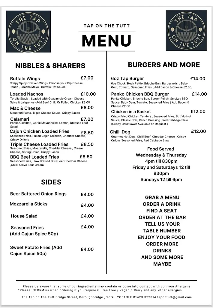 Menu_The Tap on the Tutt_Boroughbridge_image_2