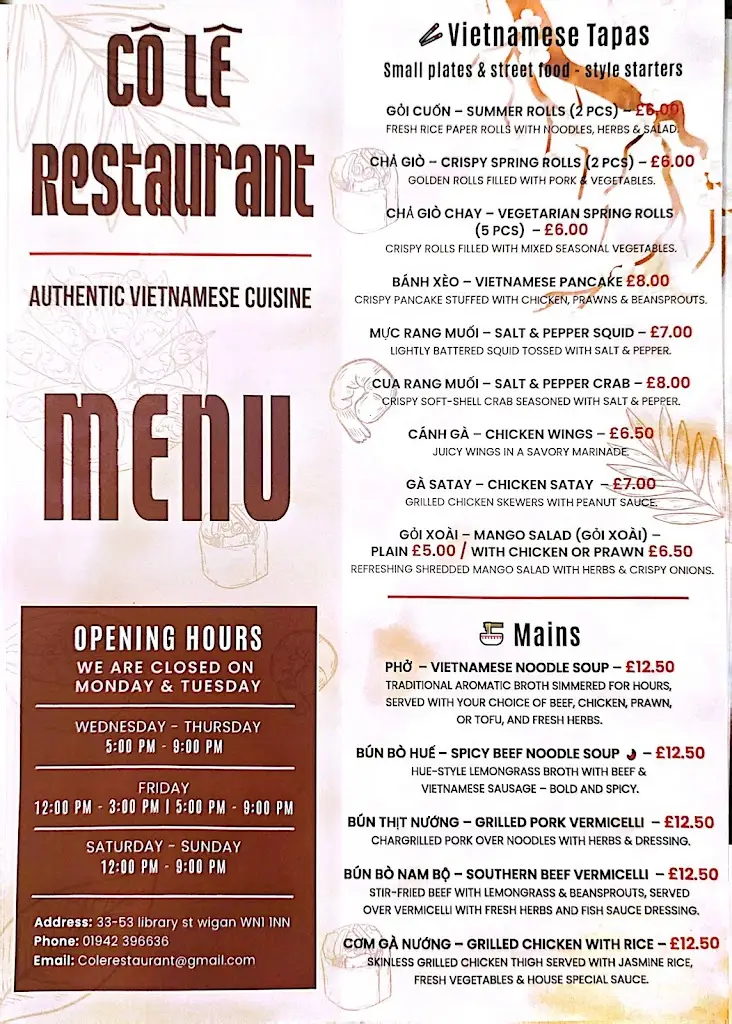 Menu_Cô Lê Vietnamese Restaurant_Borough of Wigan_image_2