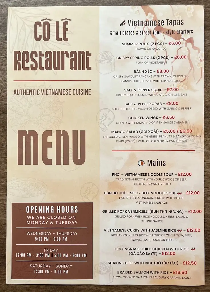 Menu_Cô Lê Vietnamese Restaurant_Borough of Wigan_image_4