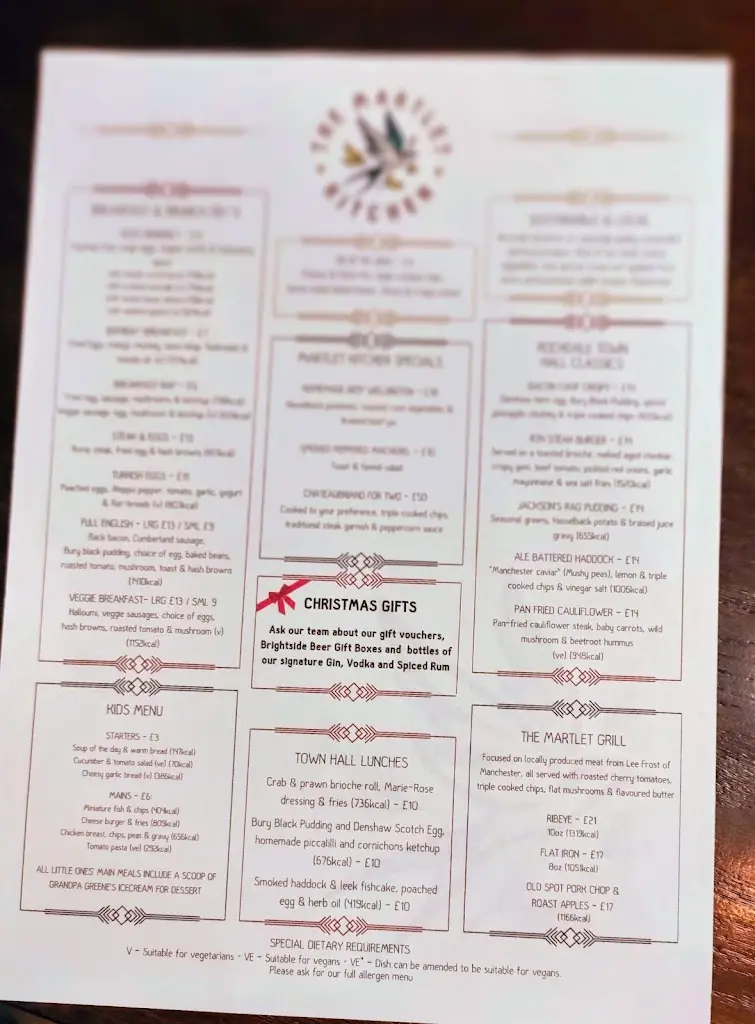 Menu_The Martlet_Borough of Rochdale_image_1
