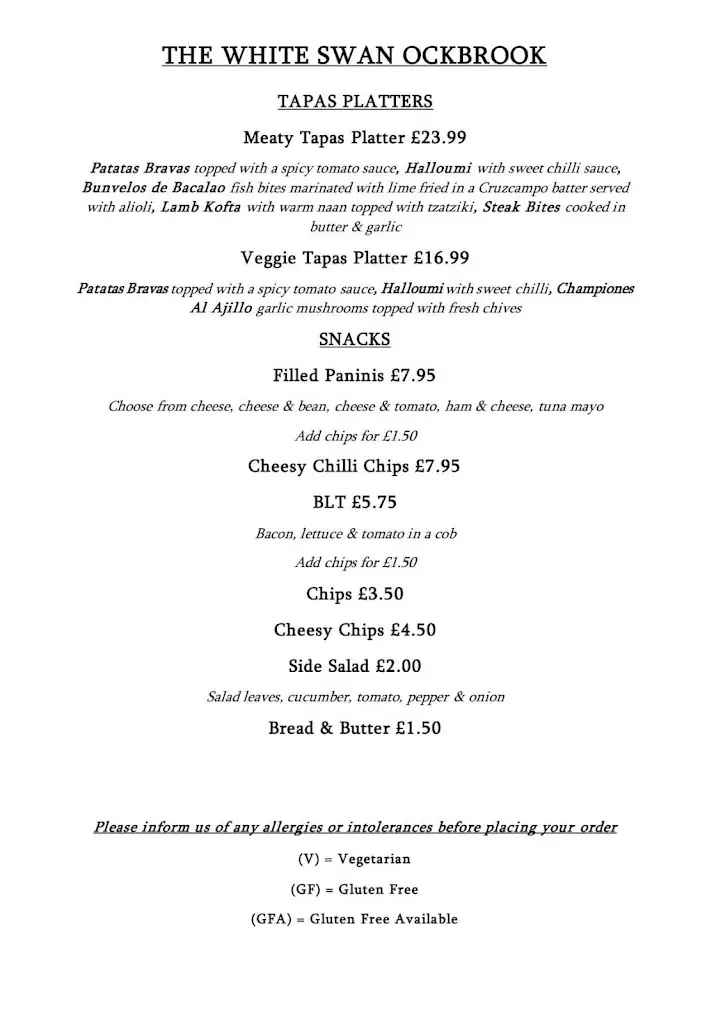 Menu_The White Swan Ockbrook_Borrowash_image_1