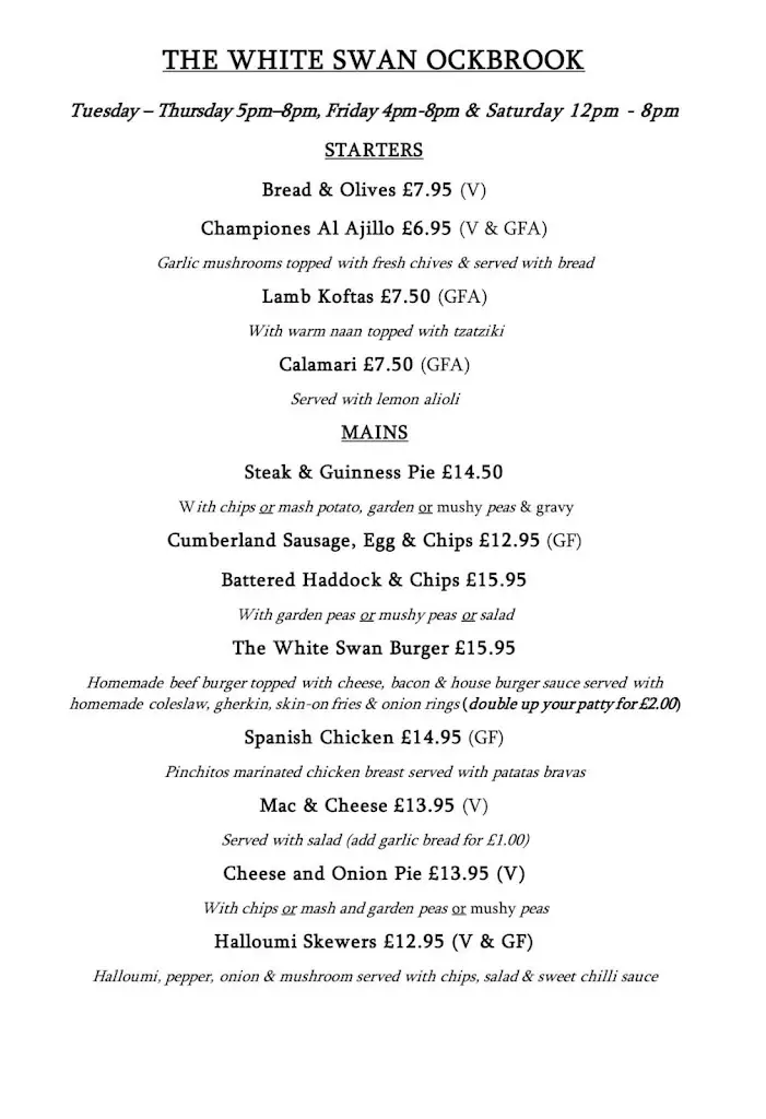 Menu_The White Swan Ockbrook_Borrowash_image_2