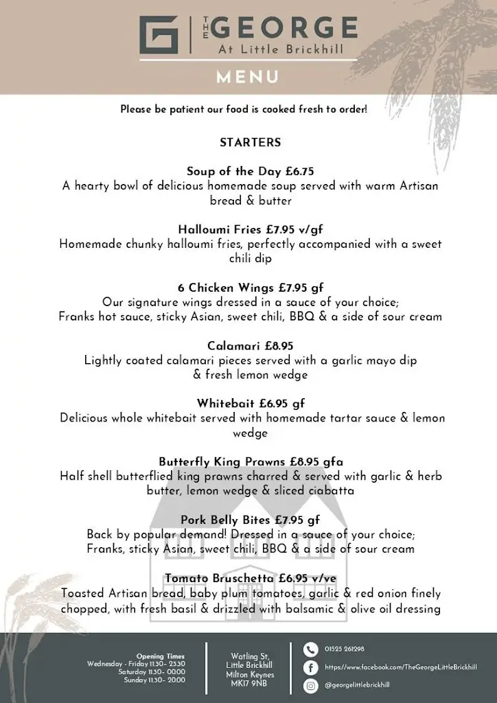 Menu_The George pub_Bow Brickhill_image_1