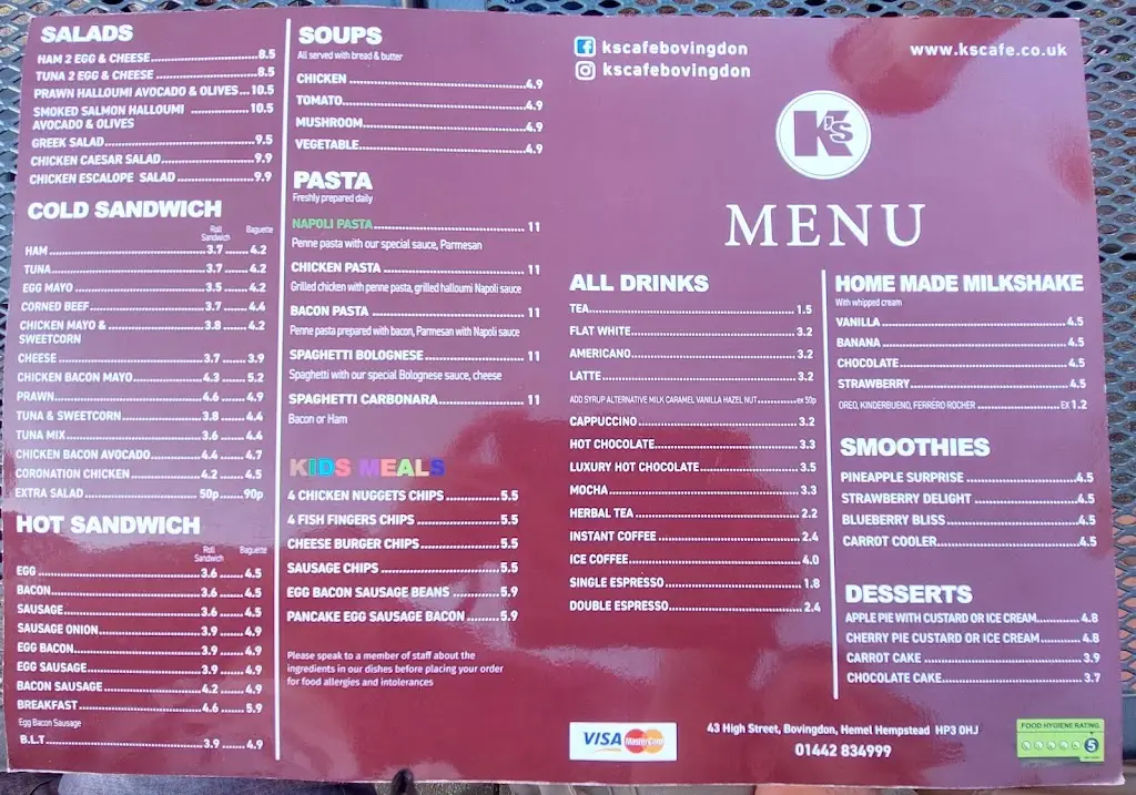 Menu_K's Cafe_Bovingdon_image_1