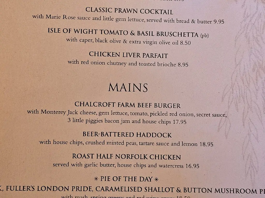 Menu_The Willow, Bourton-on-the-Water_Bourton on the Water_image_1