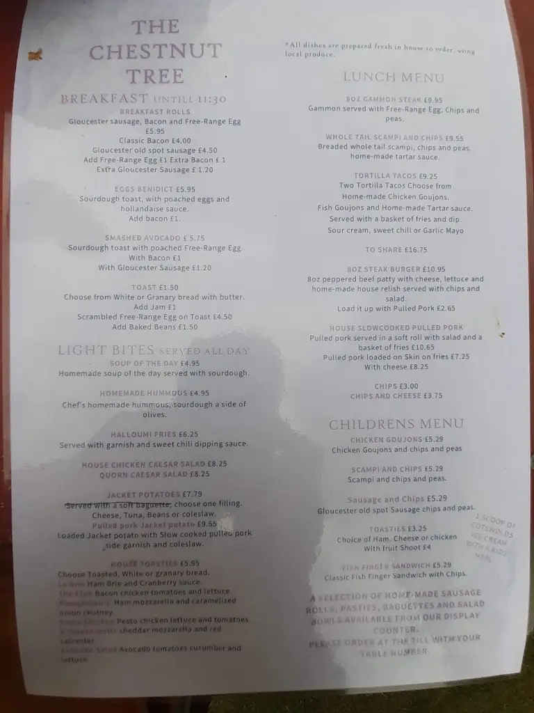 Menu_The Chestnut Tree_Bourton on the Water_immagine_1
