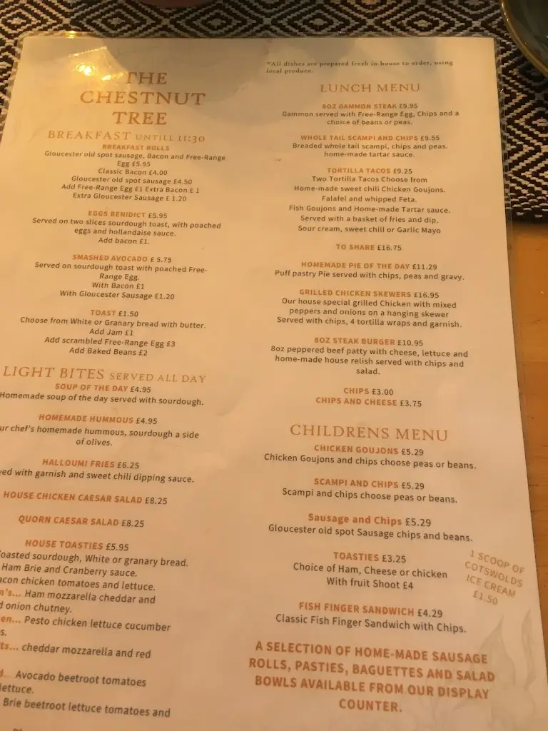 Menu_The Chestnut Tree_Bourton on the Water_immagine_2