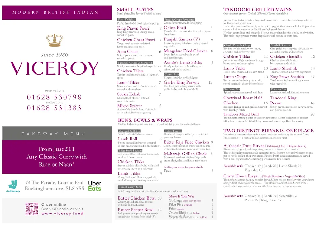 Menu_Viceroy Indian Restaurant, Bourne End_Bourne End_image_1