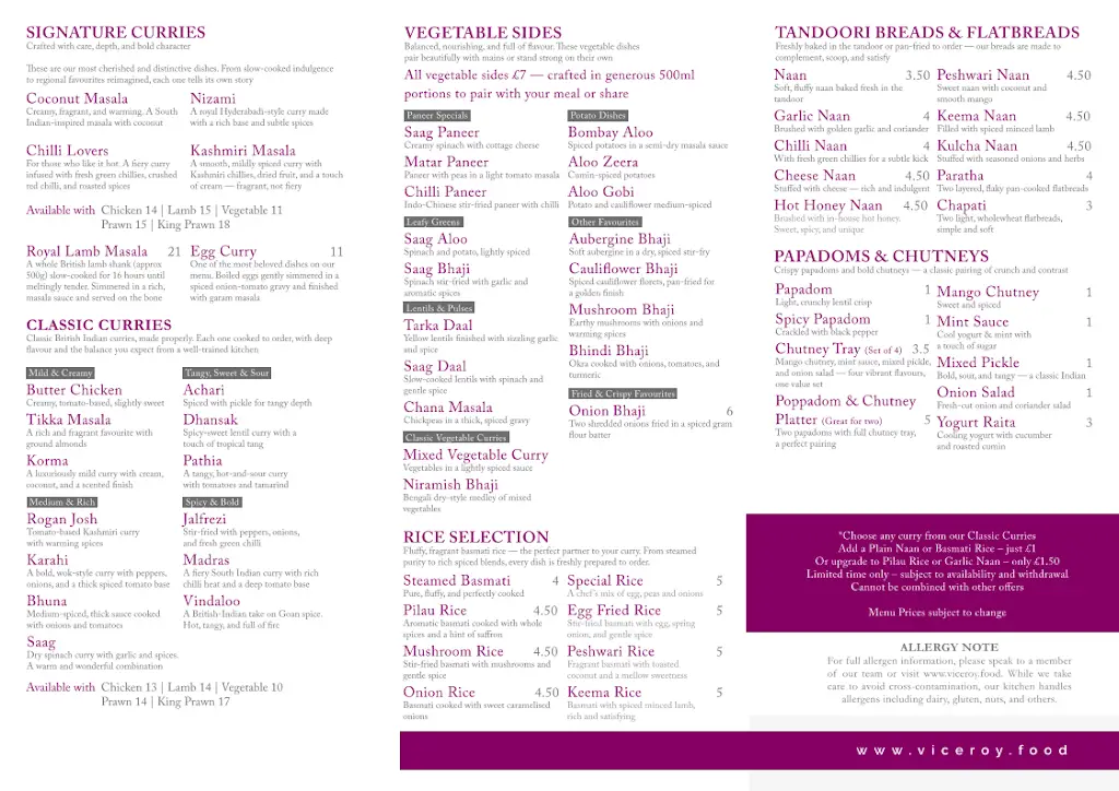 Menu_Viceroy Indian Restaurant, Bourne End_Bourne End_image_2