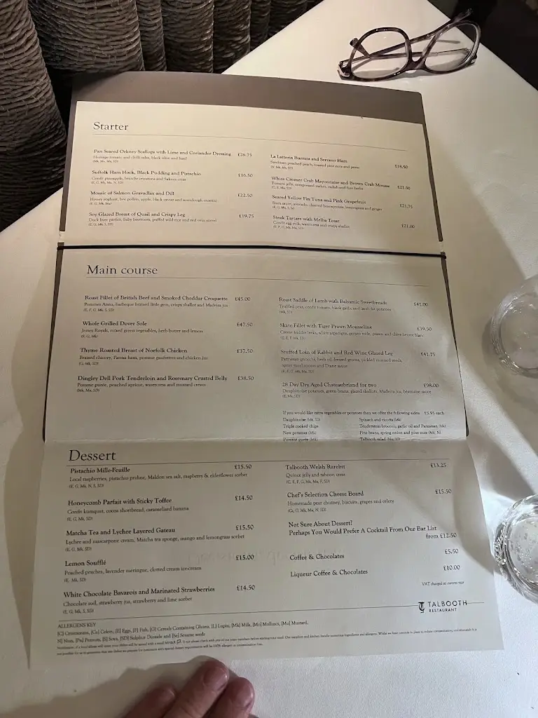 Menu_Talbooth Restaurant_Boxted_immagine_2