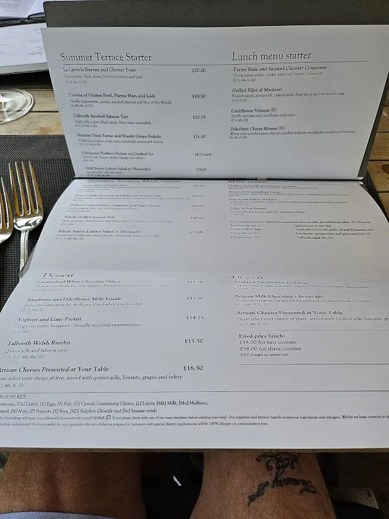 Menu_Talbooth Restaurant_Boxted_immagine_3