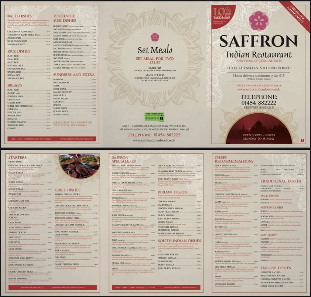 Menu_Saffron Indian Restaurant & Takeaway_Bradley Cross_immagine_1