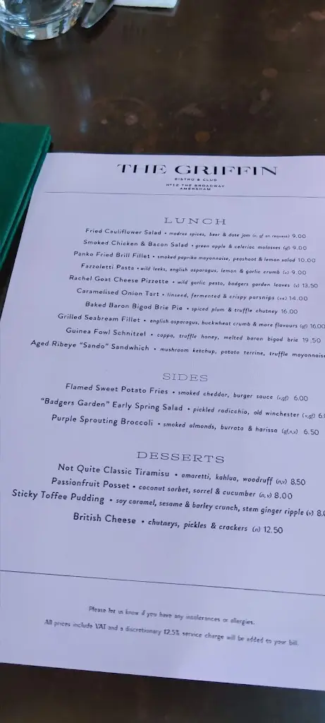 Menu_The Griffin_Amersham_imagen_3