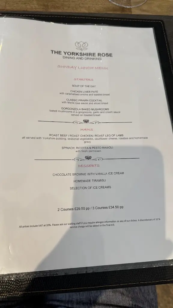 Menu_The Yorkshire Rose_Bracknell_image_2
