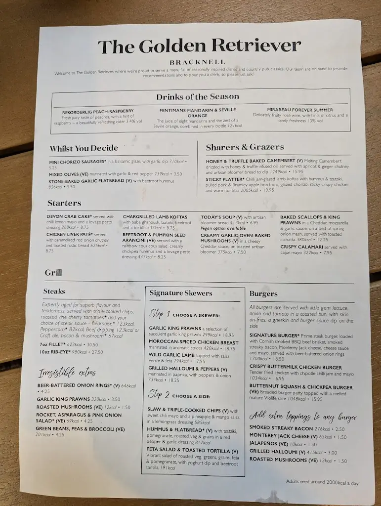 Menu_The Golden Retriever_Bracknell_image_2