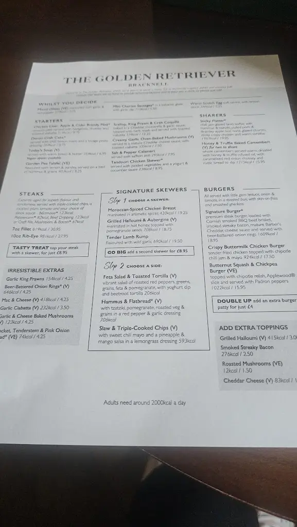 Menu_The Golden Retriever_Bracknell_image_4